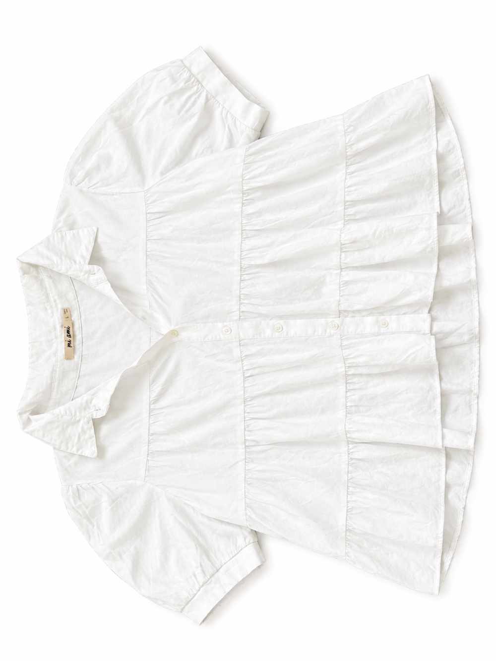 Mi Ami White Button Front Ruffle Crop Top Size Large - Picture 2 of 2